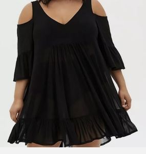 Torrid Size 1 COLD SHOULDER RUFFLE SWIM COVER-UP